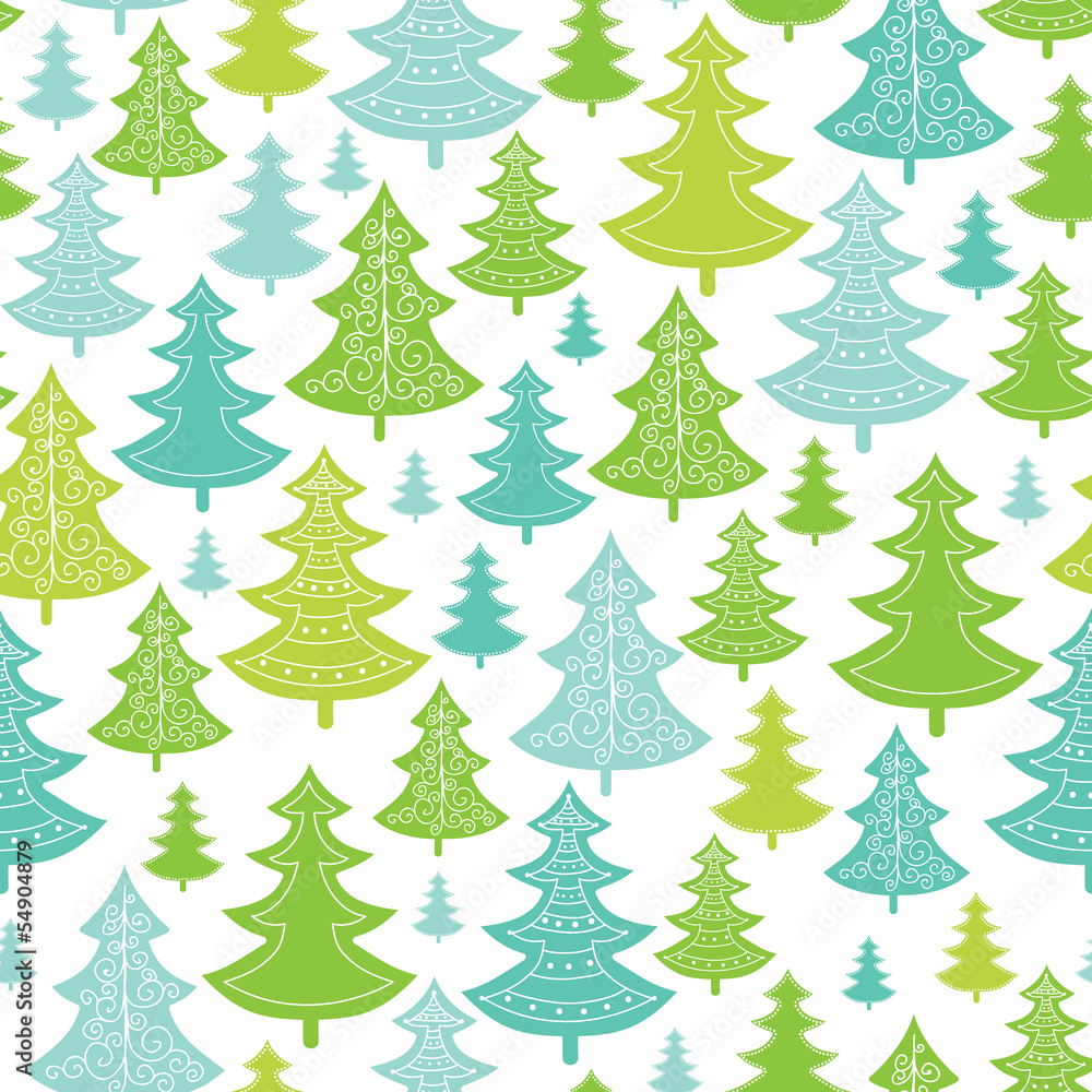 Vector holiday Christmas trees seamless pattern background with