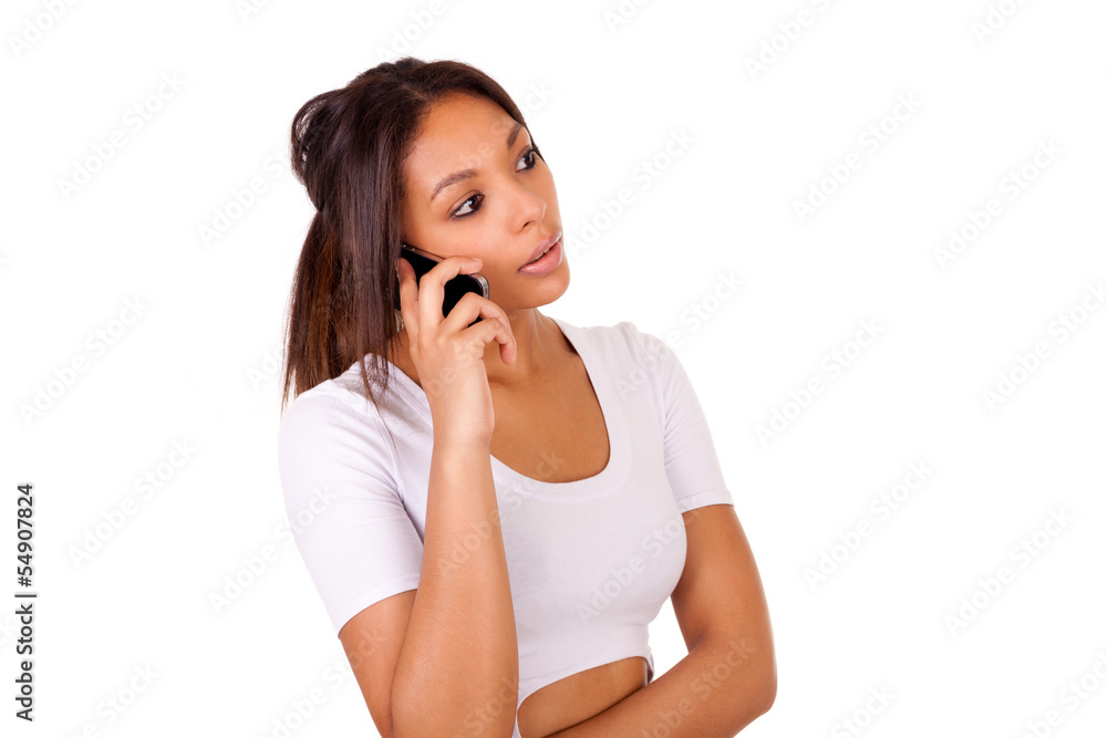 Portrait Of Young Girl african Talking On phone Portrait Of Young Girl african Talking On phone