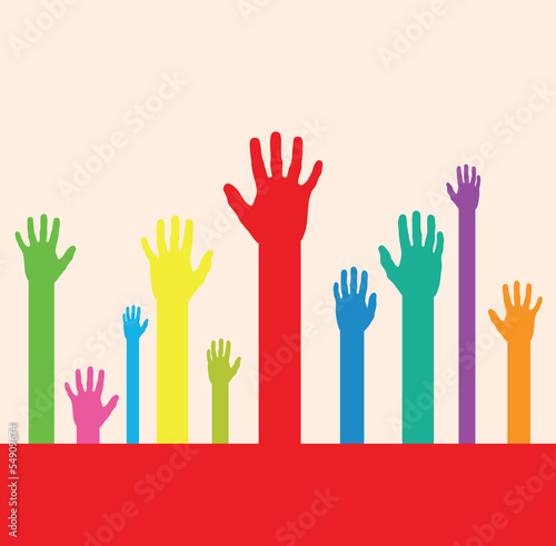 a set of colourful abstract hand silhouettes
