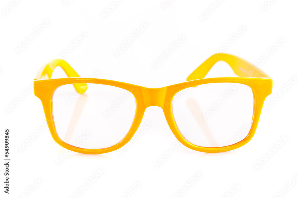 Fototapeta premium yellow glasses on white background.