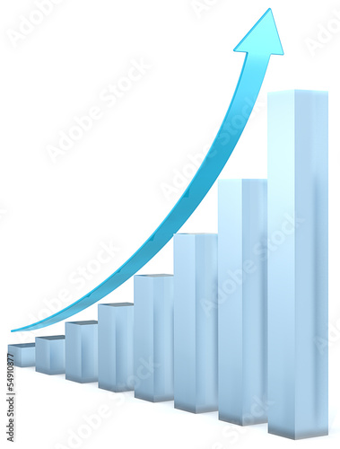 Blue Graph. Abstract 3D Graph of frosted glass.