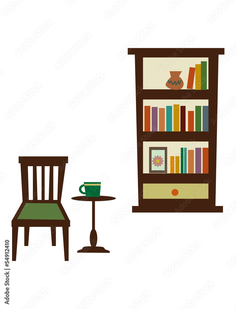 Fototapeta premium 本棚と椅子