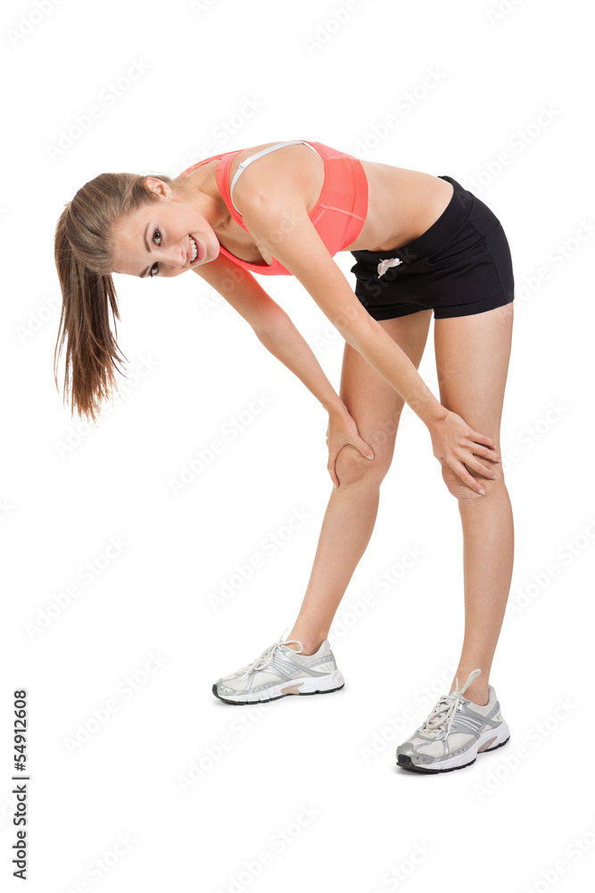 attraktive sportliche junge frau macht fittness sport isoliert attraktive sportliche junge frau macht fittness sport isoliert