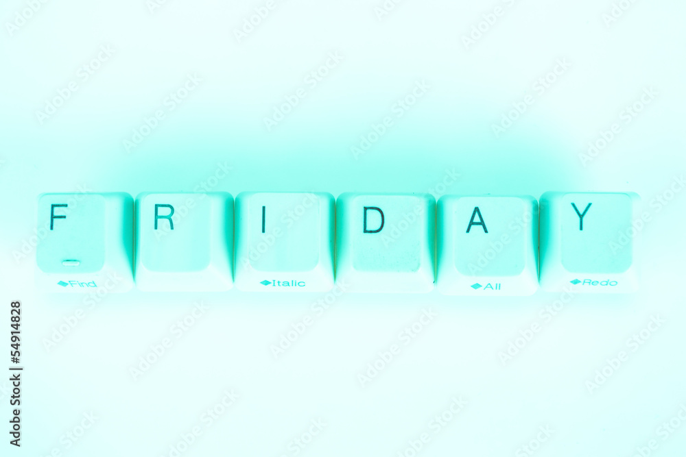 Friday word written with computer buttons Friday word written with computer buttons