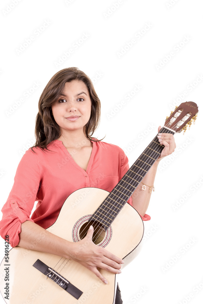 beautiful smiling hispanic lady playing acoustic guitar beautiful smiling hispanic lady playing acoustic guitar