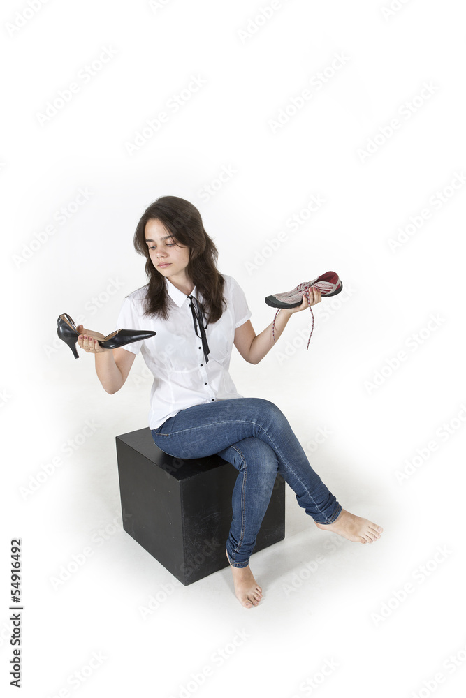 Choosing between tennis shoes and fashionable shoes Choosing between tennis shoes and fashionable shoes
