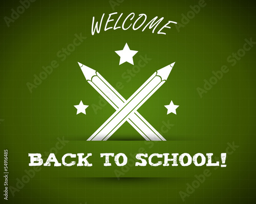 back to school on blackboard with pencils