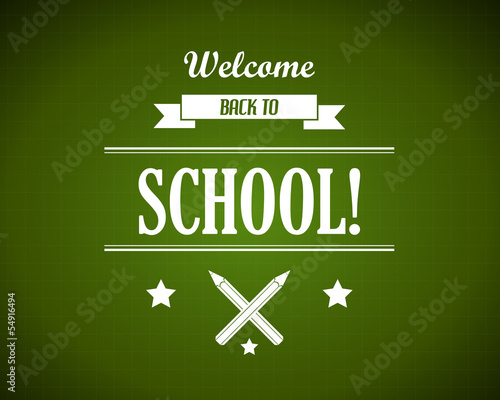 back to school on blackboard with ribbon