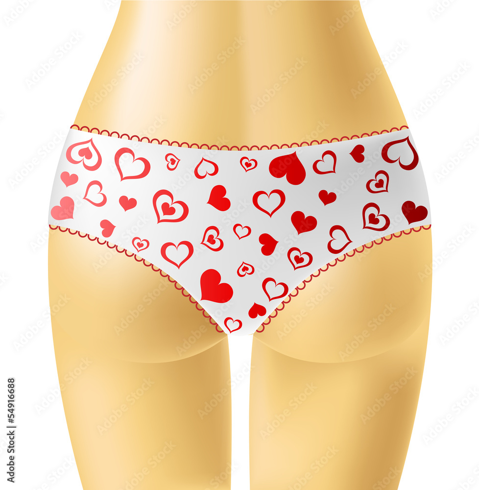 Girl in white panties with red hearts Stock Vector | Adobe Stock