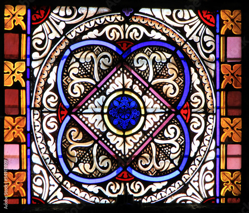 Fényképezés Colourful seamless stained glass in Chusclan, France