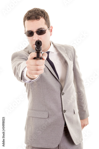 Businessman bodyguard isolated on a white background