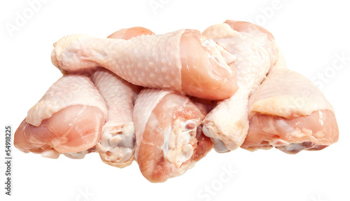 Raw chicken legs, isolated on white background