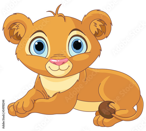 Resting little lion cub