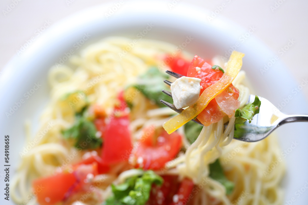 パスタとフォーク、クローズアップイメージ パスタとフォーク、クローズアップイメージ