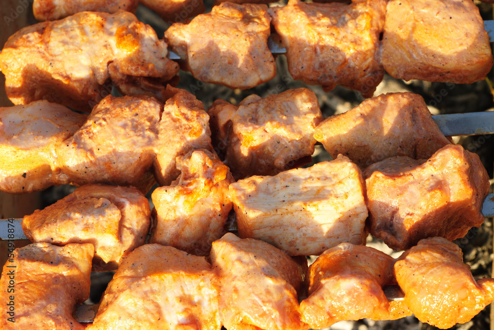 Barbecue meat close-up as food background Barbecue meat close-up as food background