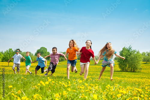 Group of running kids