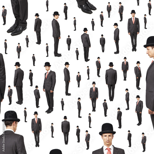 background of many gentlemen looking in various direction photo