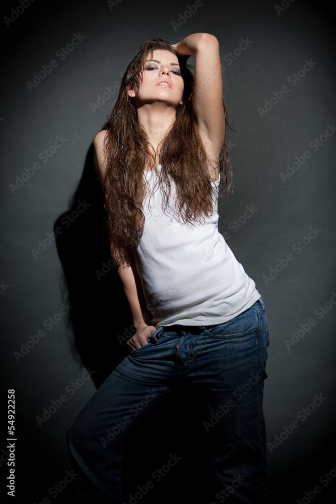 seductive sexy young girl on a dark background seductive sexy young girl on a dark background