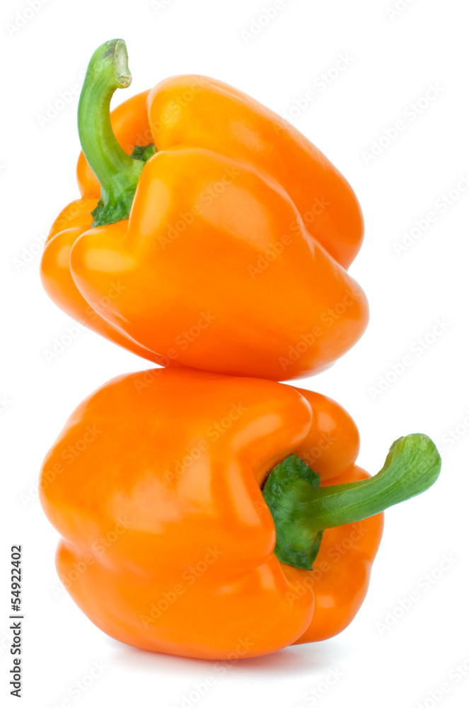 orange peppers isolated on white background closeup orange peppers isolated on white background closeup