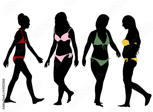 Silhouettes of bikini girls