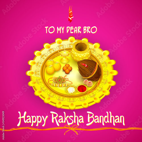 vector illustration of rakhi pooja thali for Raksha Bandhan