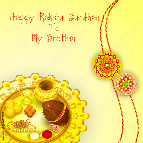 vector illustration of rakhi pooja thali for Raksha Bandhan