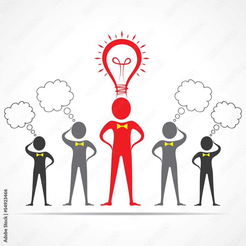 Team in confusion and leader having idea concept Team in confusion and leader having idea concept