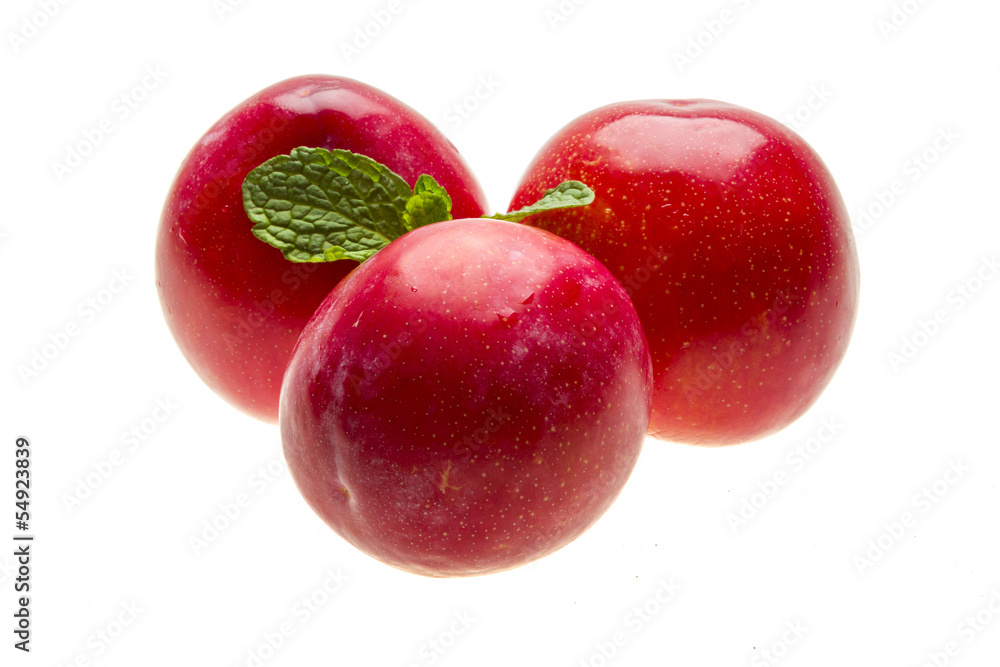 Bright ripe plum with mint