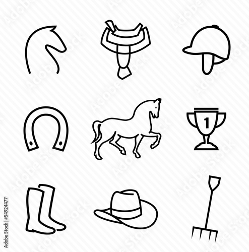 Set of vector horse equipment icons