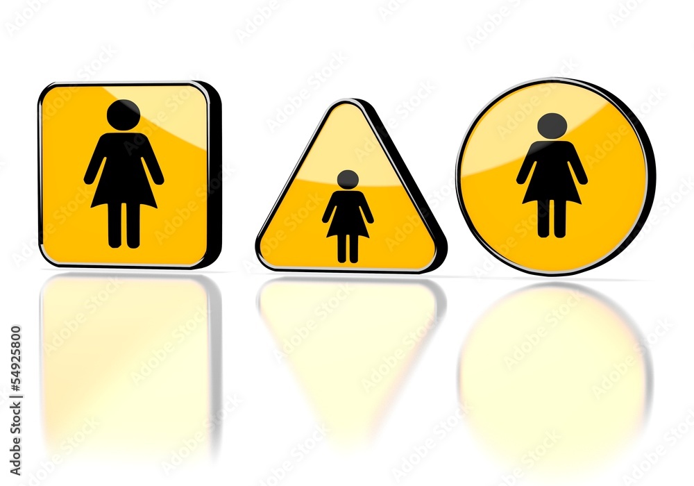 sexy woman symbol on three warning signs sexy woman symbol on three warning signs