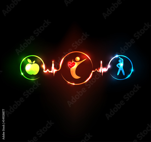 Healty heart concept. Diet and fitness leads to healthy heart