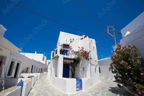 Typical traditional greek white and blue houses