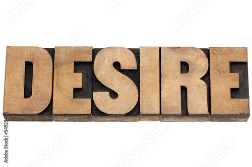 desire word in wood type