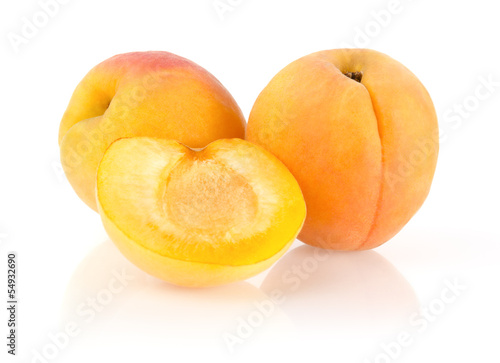 Ripe Apricots Isolated on White Background