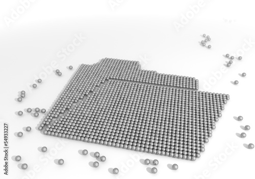 3d render of a arranged Dollar label made of tiny spheres
