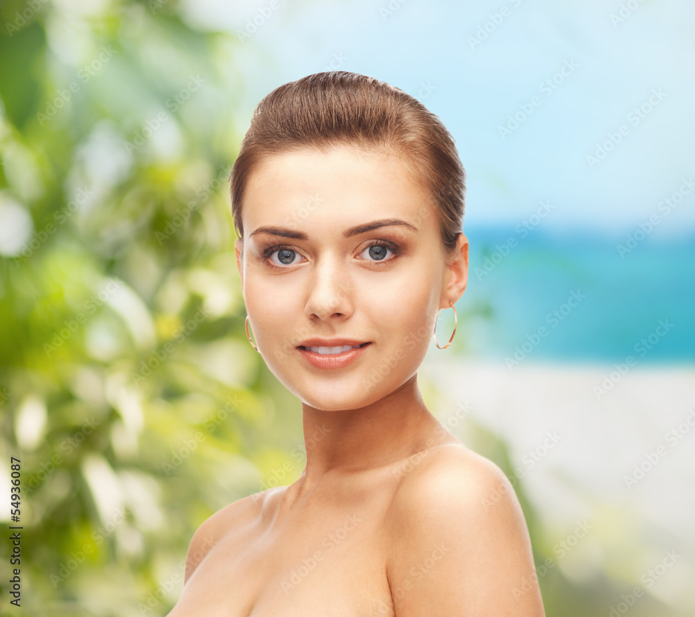 beautiful woman wearing gold earrings beautiful woman wearing gold earrings