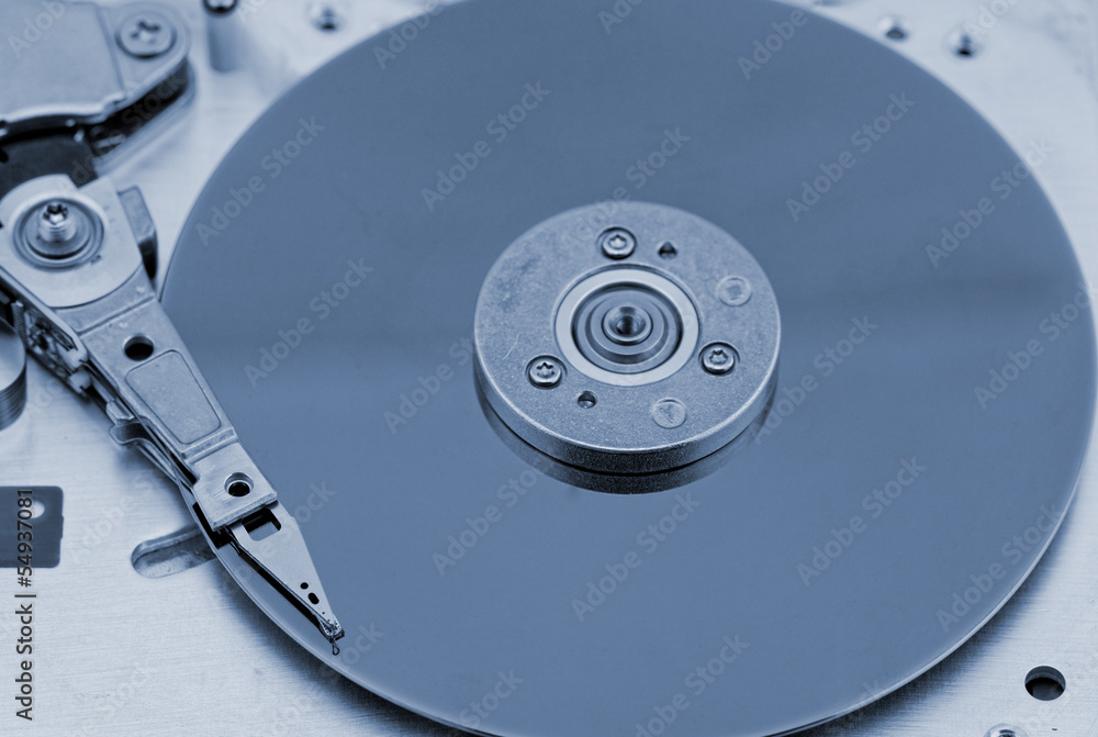 Open computer hard drive on white background Open computer hard drive on white background