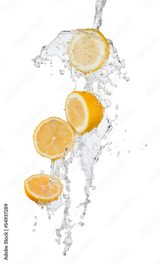 fresh orange in water splash