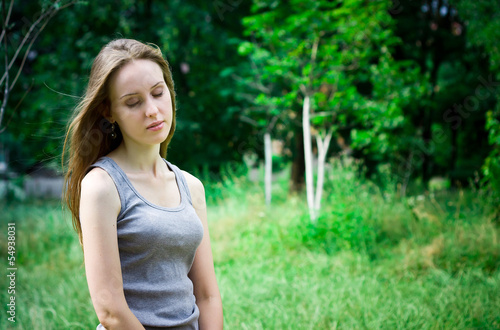 woman dreams in a forest