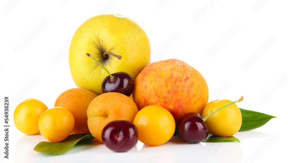 Bright summer fruits isolated on white