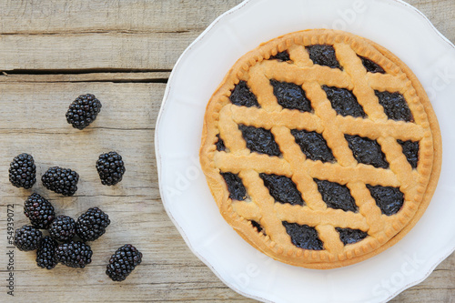 Crostata di more - Italian blackberry tart pie photo