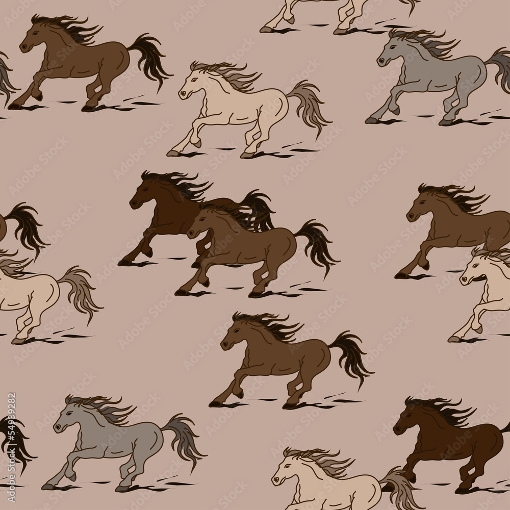 Seamless pattern of horses