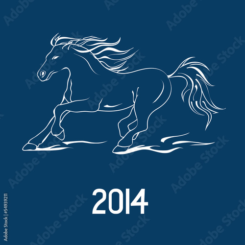 Illustration with New Year symbol of horse