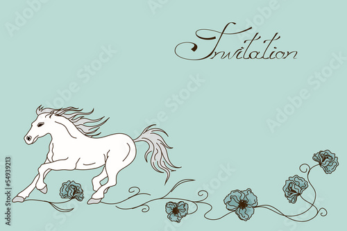 Invitation or card with racing horse