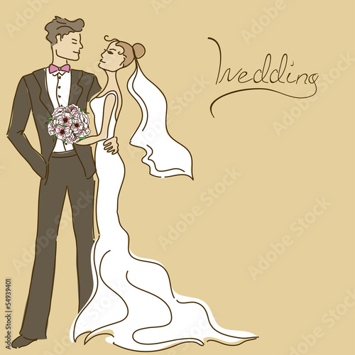 Wedding invitation or card with couple