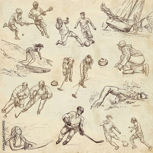 sporting events around the world - hand drawn collection