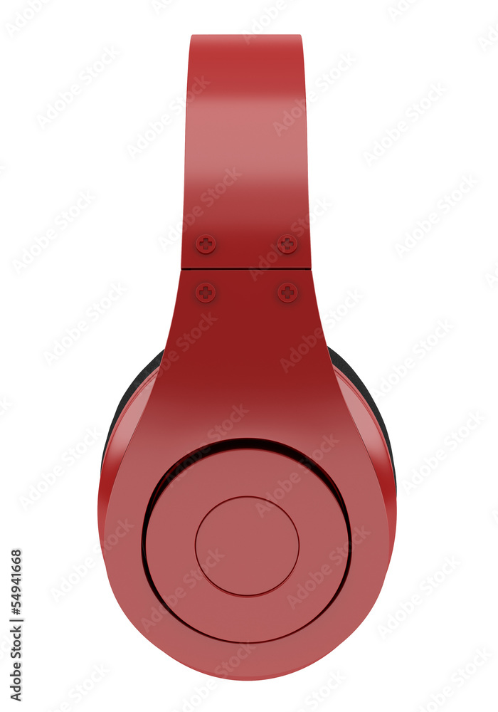 side view of red and black wireless headphones isolated on white side view of red and black wireless headphones isolated on white