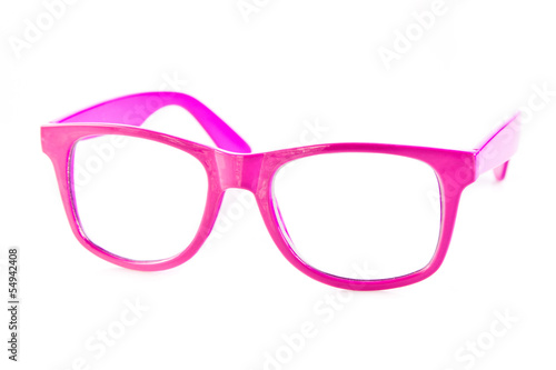 Pink glasses isolated on white