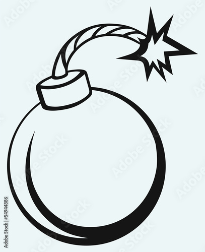 Silhouette bomb isolated on blue background