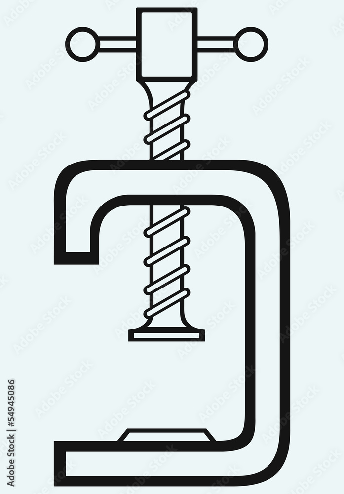 C-Clamp is isolated on blue background C-Clamp is isolated on blue background